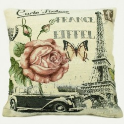 Povlak na polštářek gobelínový 45 x 45 cm - Rose Eiffel Car