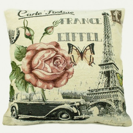 Povlak na polštářek gobelínový 45 x 45 cm - Rose Eiffel Car